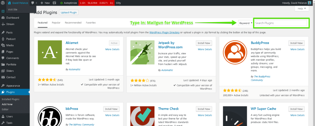 Finding Mailgun for WordPress Plugin